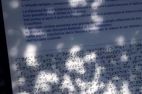 Board in braille, Gelatone, Puglia Region